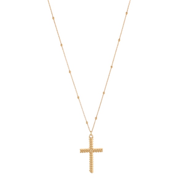 Textured Cross Pendant Necklace - Picture 1 of 2